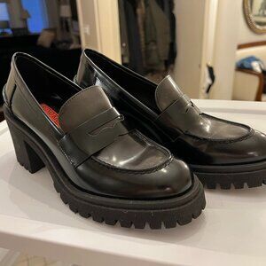 NWT Bruno Ricci for Diane B ALIMA Chunky Loafers in Black Leather(made in Italy)